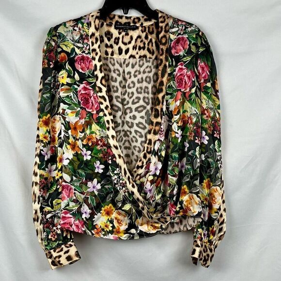 Generation Love New York Kenzie Printed Wrap Long Sleeve Blouse XS - Picture 2 of 10